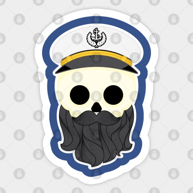 Bearded Sailor Skull Sticker by Tooniefied